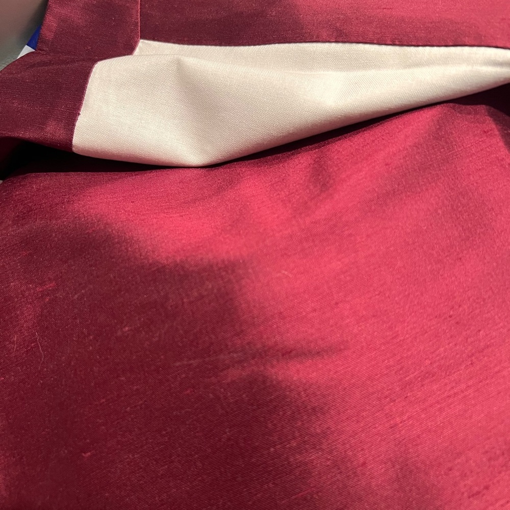 SOLD. Restoration Hardware Thai silk 2 rod pocket panels 50”w x 108”L dark red